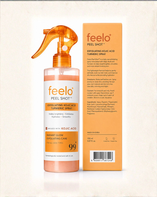 Feelo Advanced Kojic Acid & Turmeric Brightening Peel Shot Spray for Smooth
